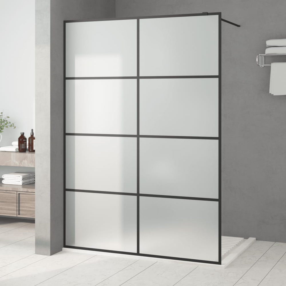 Shower screen, black, 140x195 cm, ESG glass, frosted