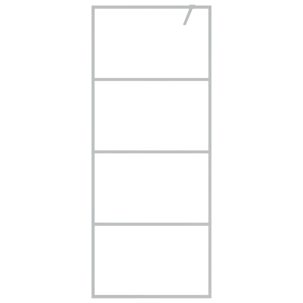 Shower screen, silver, 80x195cm, ESG glass, clear
