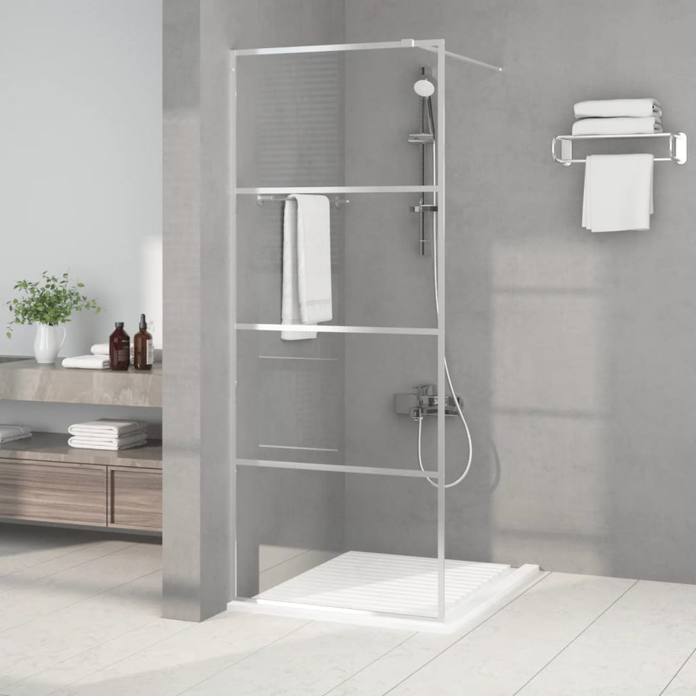 Shower screen, silver, 80x195cm, ESG glass, clear