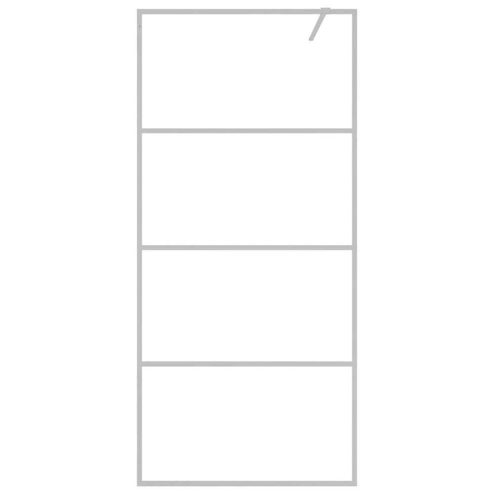 Shower screen, silver, 90x195cm, ESG glass, clear