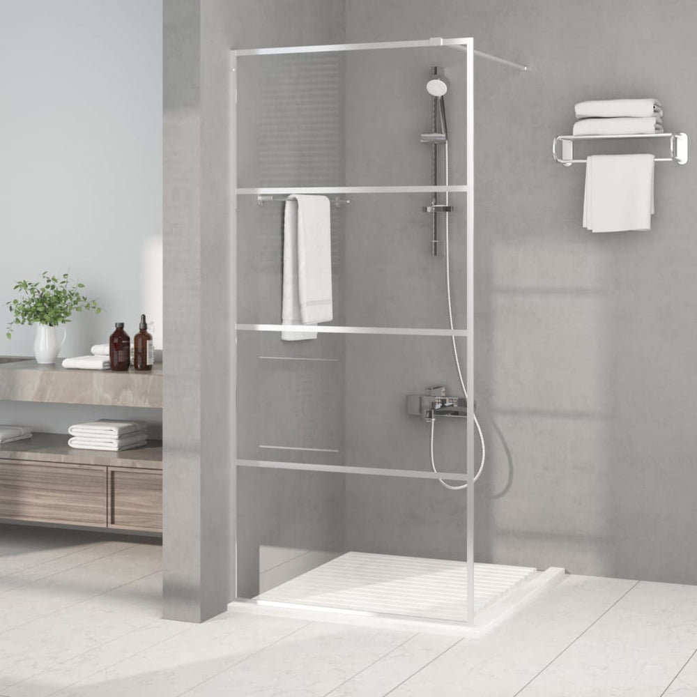 Shower screen, silver, 90x195cm, ESG glass, clear