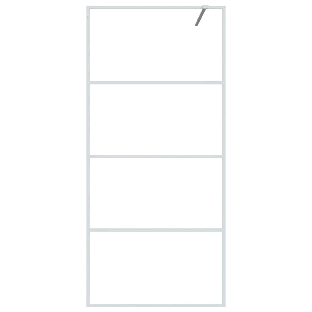 Shower screen, white, 90x195cm, ESG glass, clear