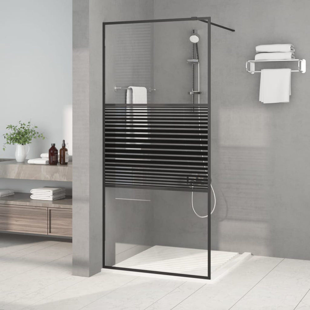 Shower screen, black, 90x195cm, clear ESG glass