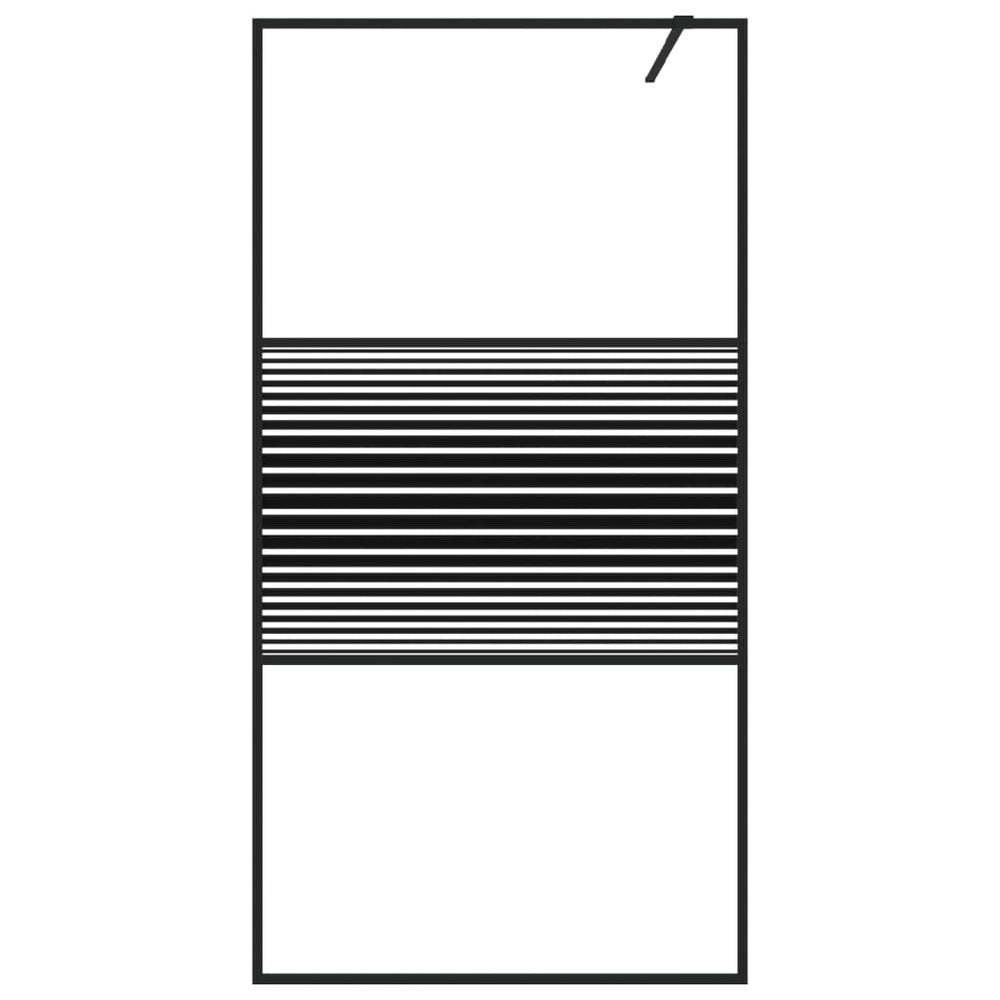 Shower screen, black, 100x195cm, clear ESG glass