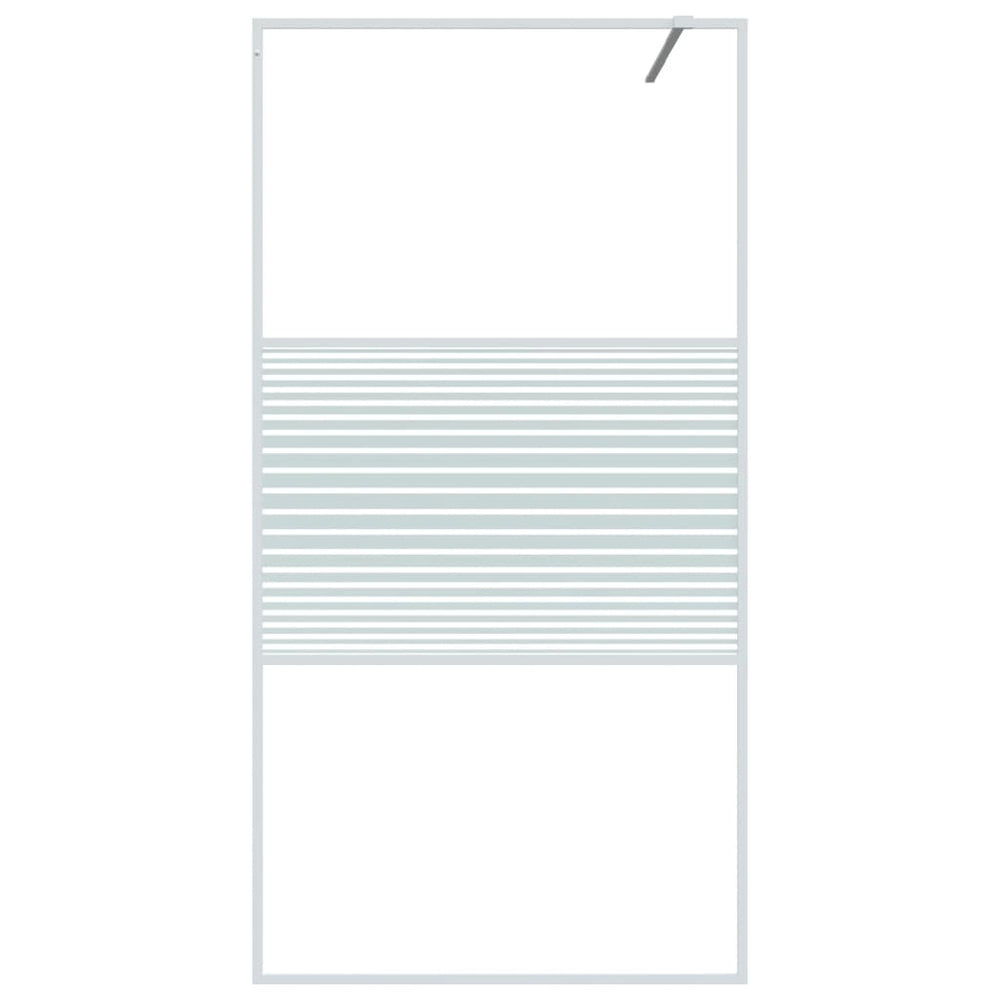 Shower screen, white, 100x195cm, ESG glass, transparent