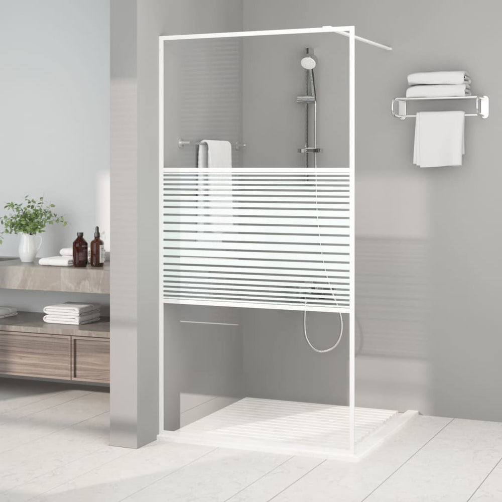 Shower screen, white, 100x195cm, ESG glass, transparent