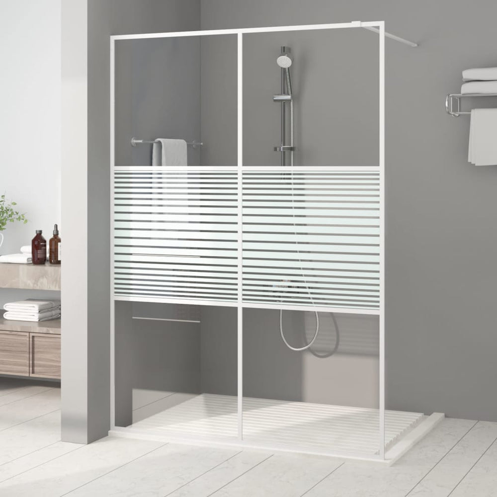 Shower screen, white, 140x195cm, ESG glass, clear