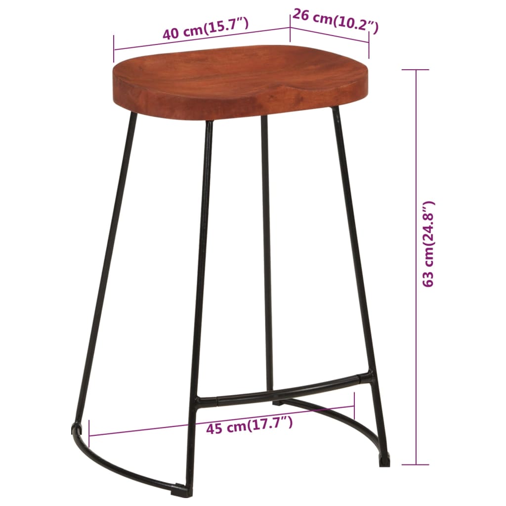 Gavin bar stools, 2 pcs., 45x40x63cm, solid mango wood