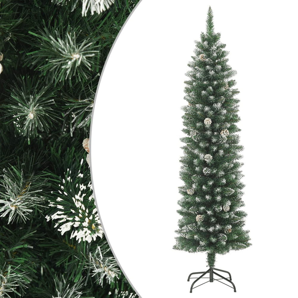Artificial slim Christmas tree with stand, 150cm, PVC