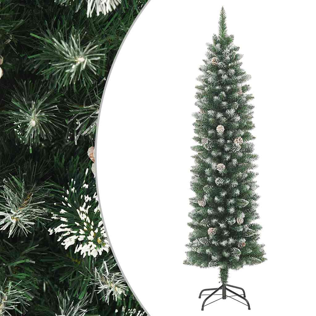 Mākslīgā šaurā Ziemassvētku eglīte ar statīvu, 180cm, PVC