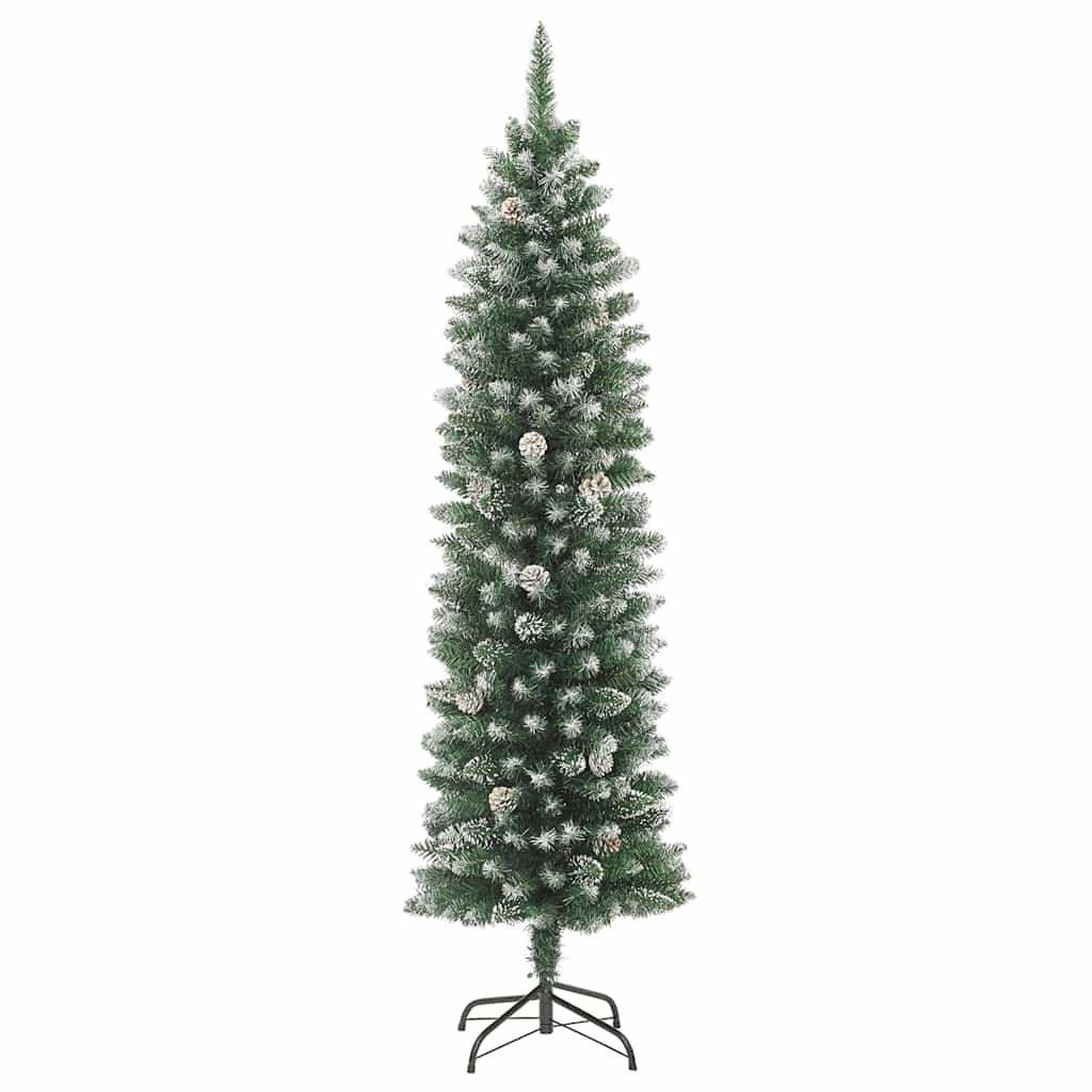 Mākslīgā šaurā Ziemassvētku eglīte ar statīvu, 180cm, PVC