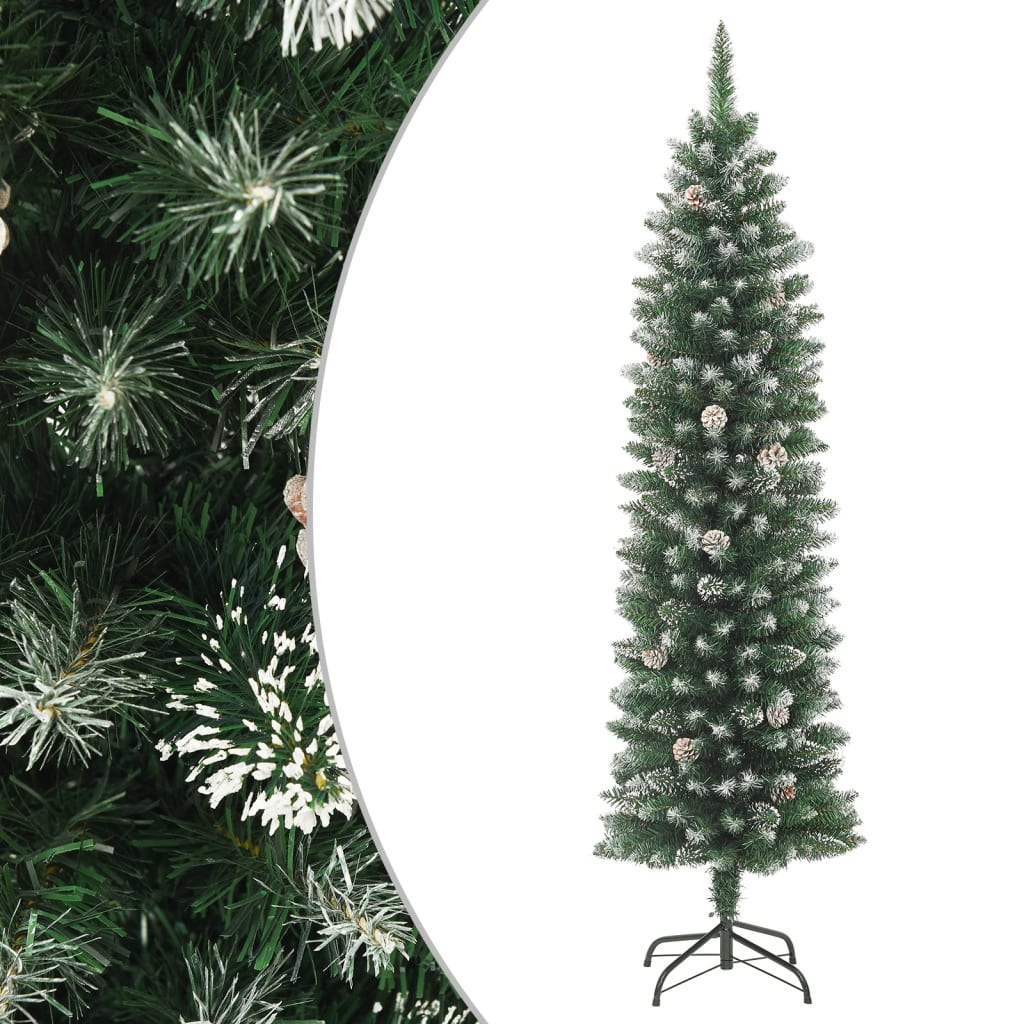 Mākslīgā šaurā Ziemassvētku eglīte ar statīvu, 240 cm, PVC