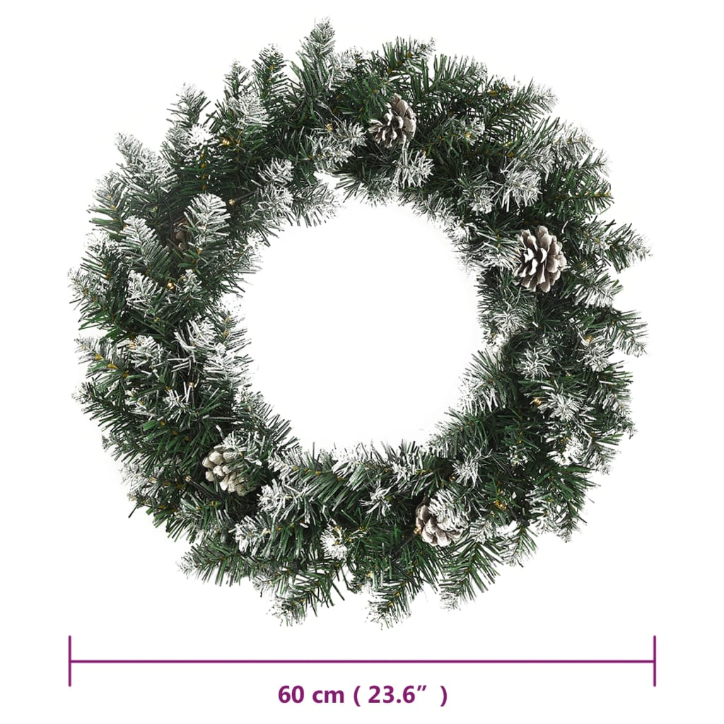 Ziemassvētku vainags ar LED lampiņām, zaļš, 60 cm, PVC