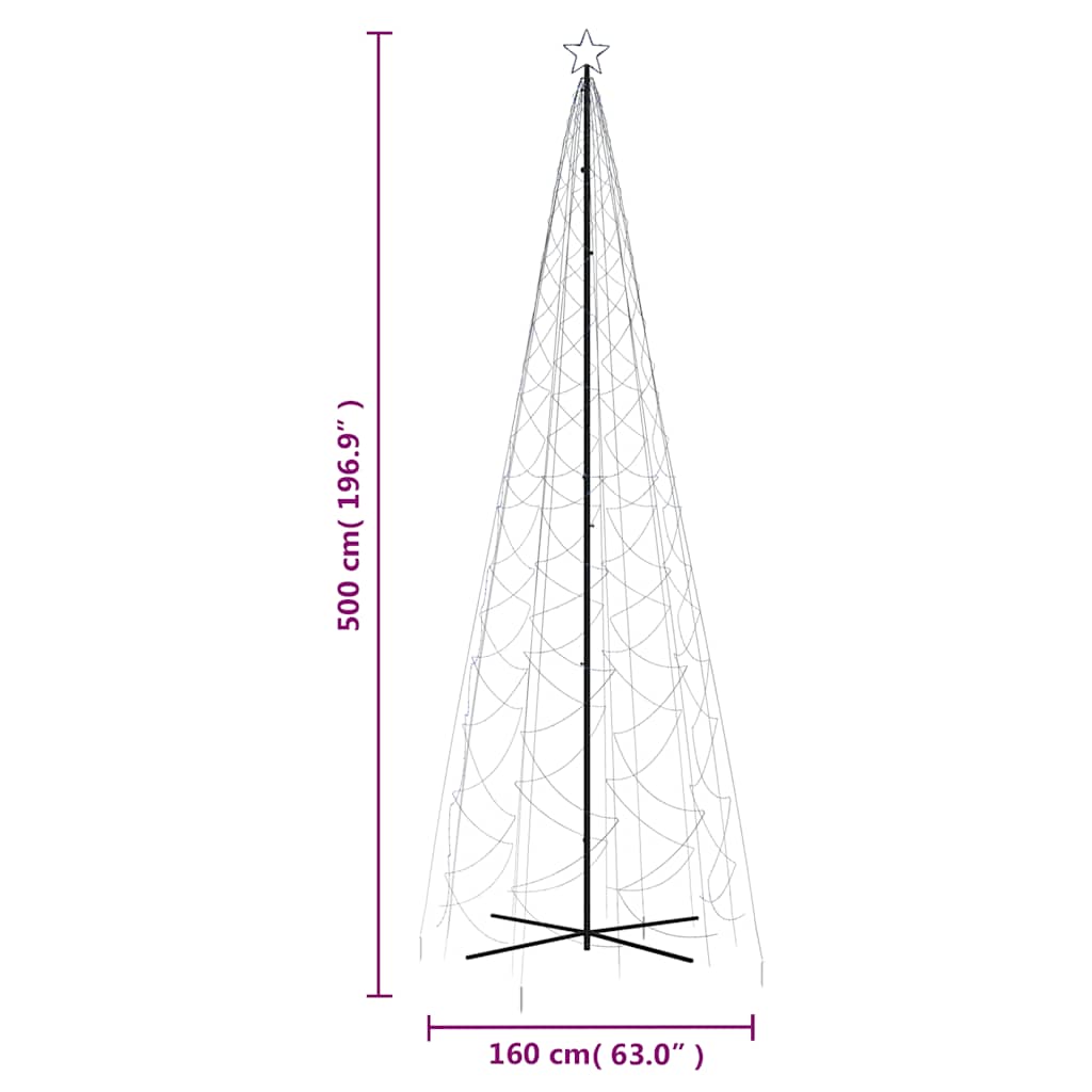 Ziemassvētku egle, 160x500 cm, koniska, 1400 zilu LED