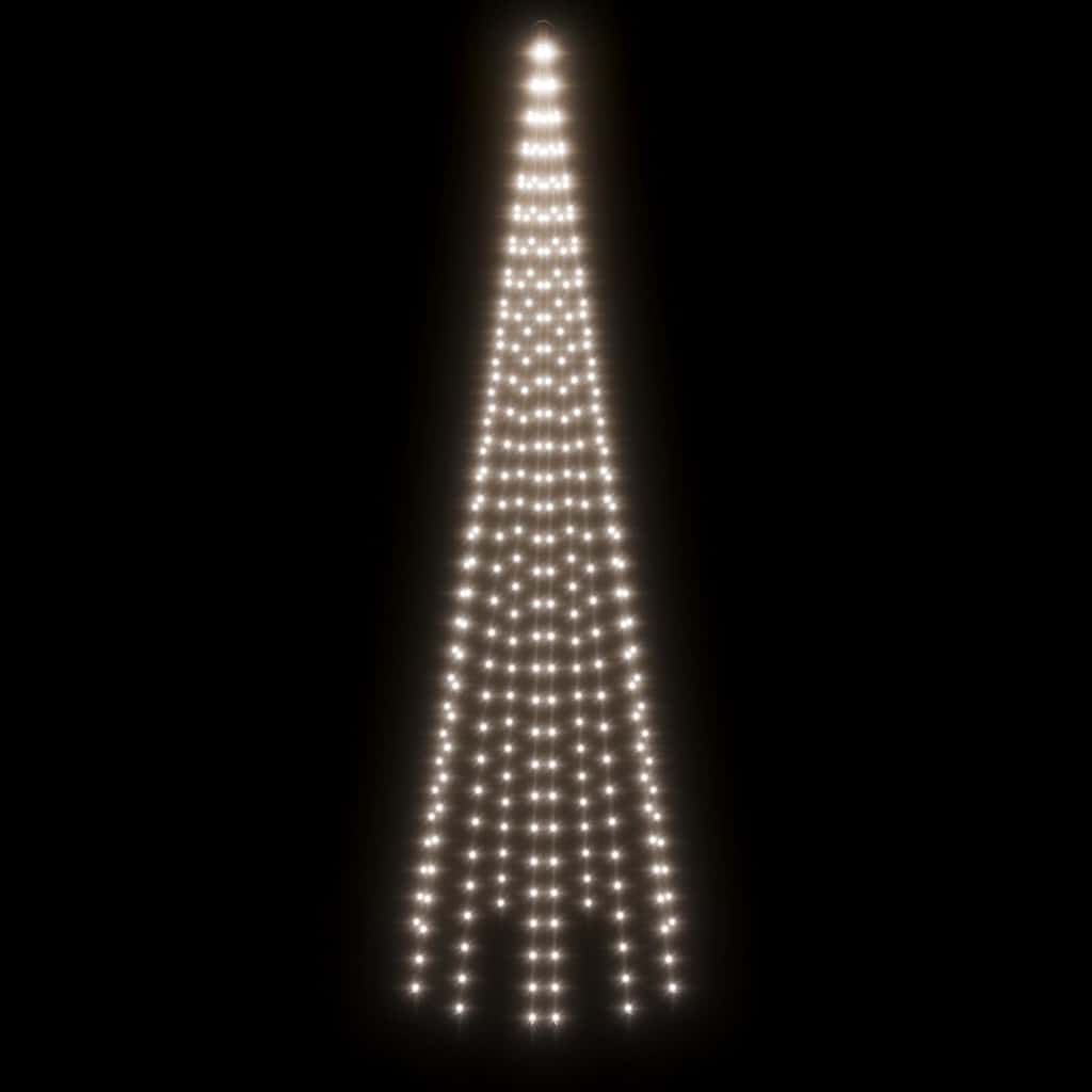 Kalėdų eglutė ant vėliavos stiebo, 300cm, 310 šaltų baltų LED