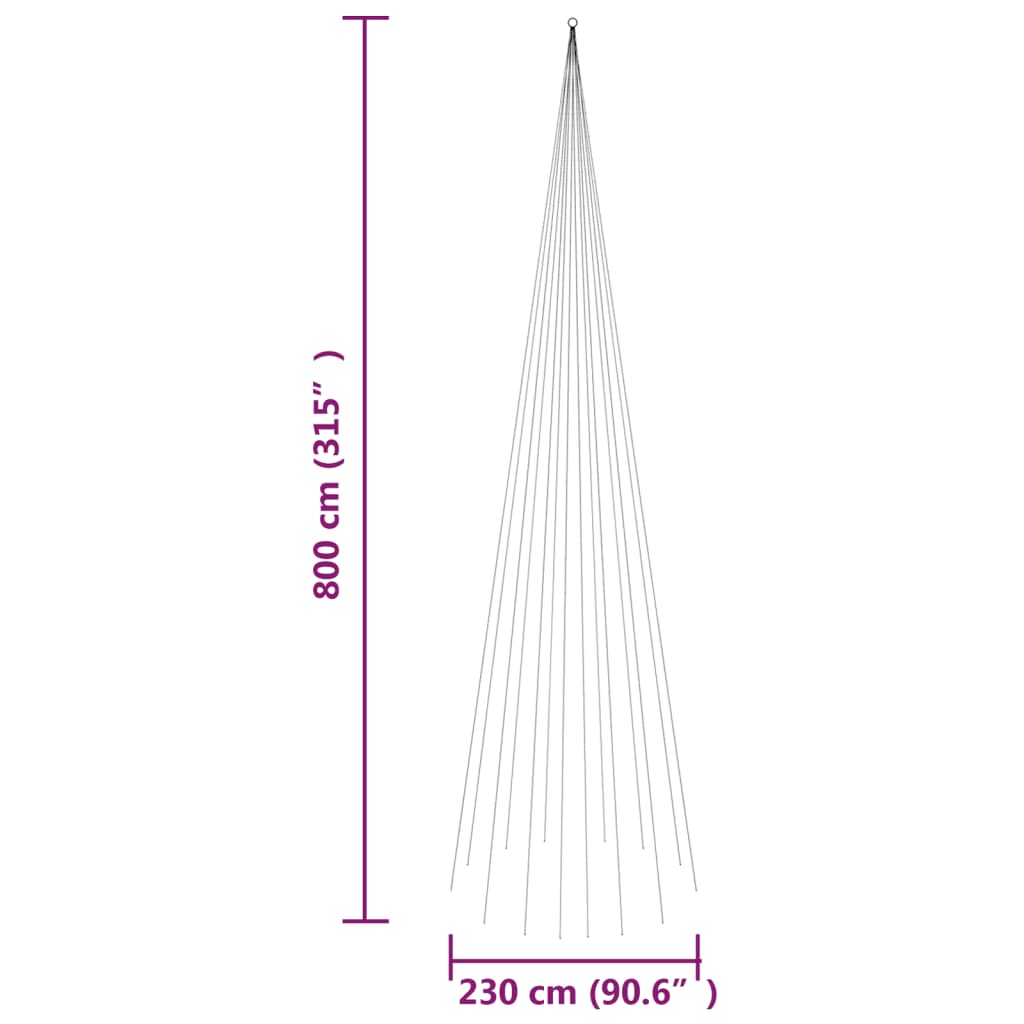 Ziemassvētku eglīte uz karoga masta, 800cm, 1134 auksti LED