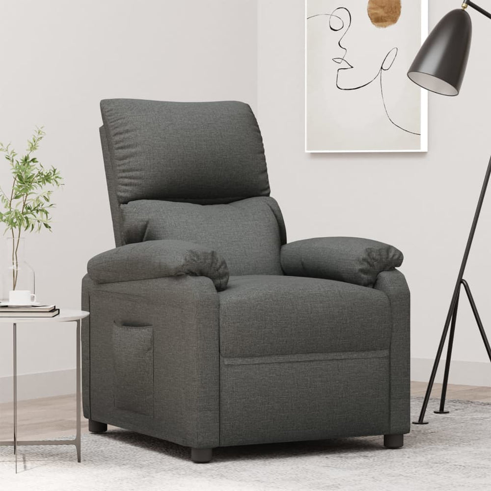 Recliner, dark gray, fabric