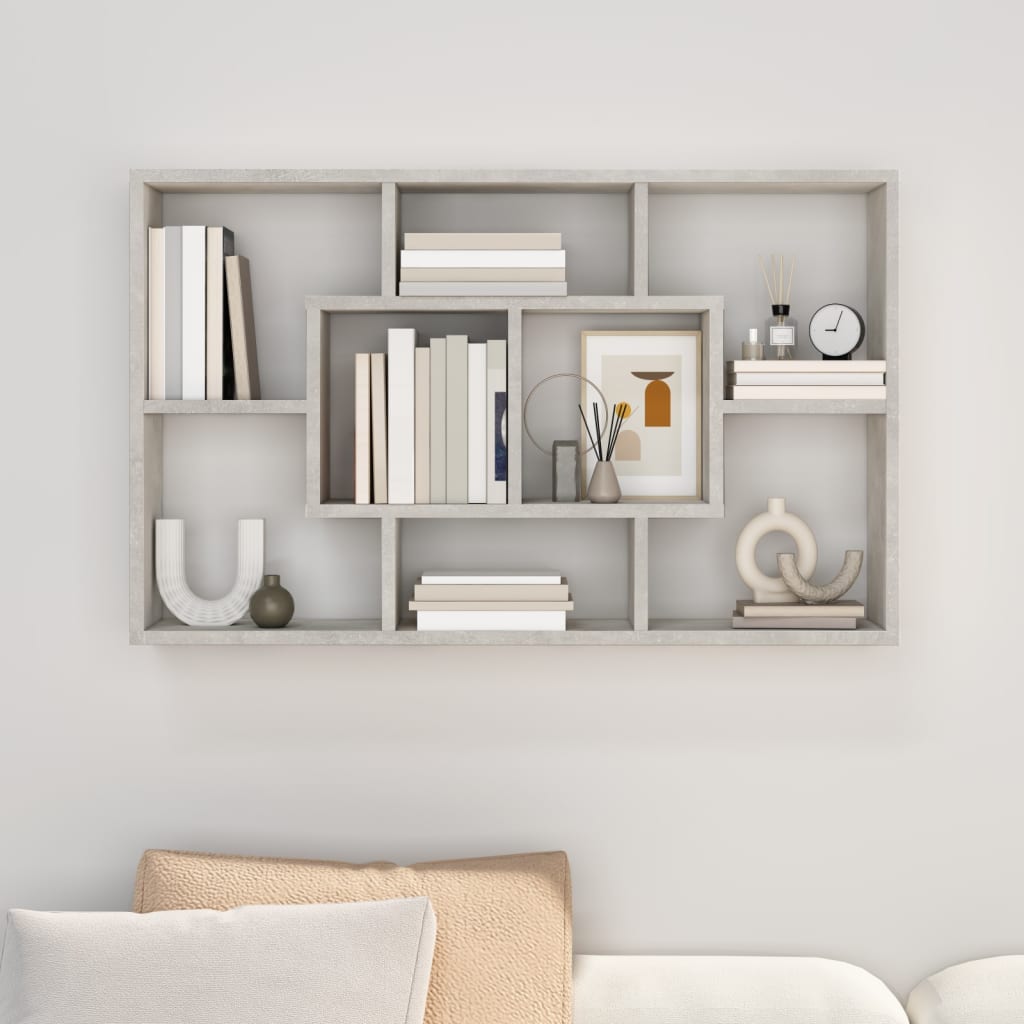 Wall shelf, concrete gray, 85x16x52.5cm, wood