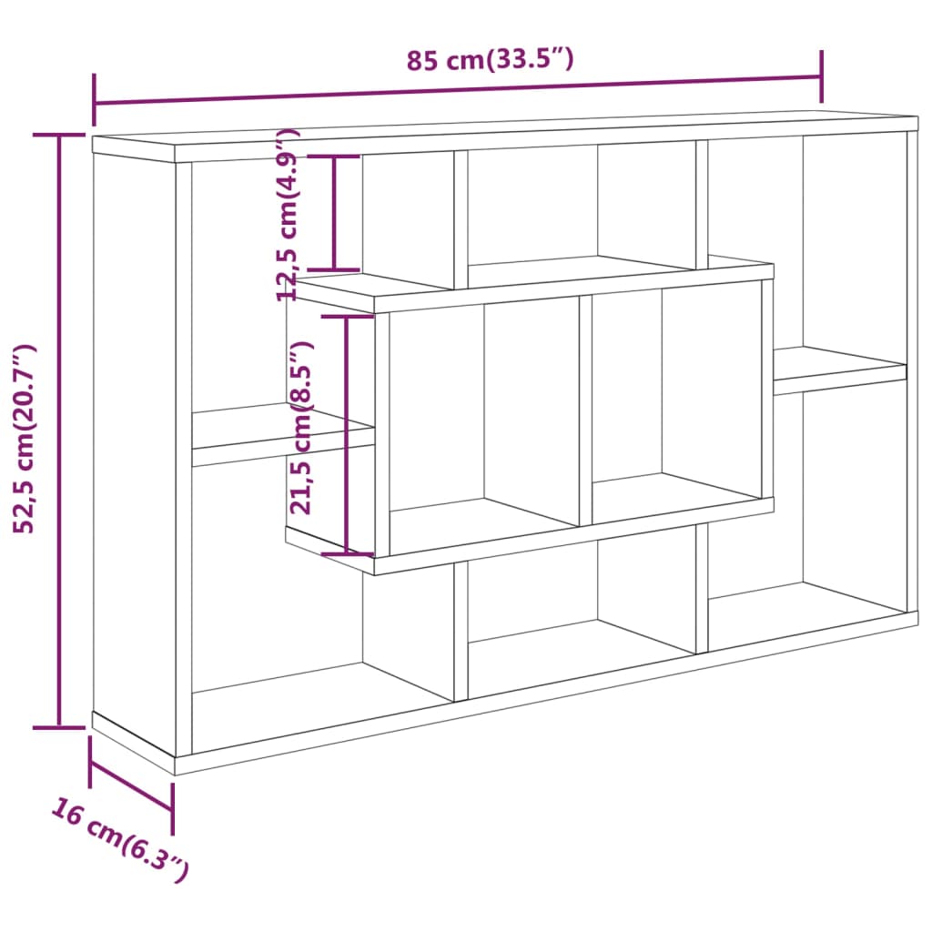 Wall shelf, concrete gray, 85x16x52.5cm, wood