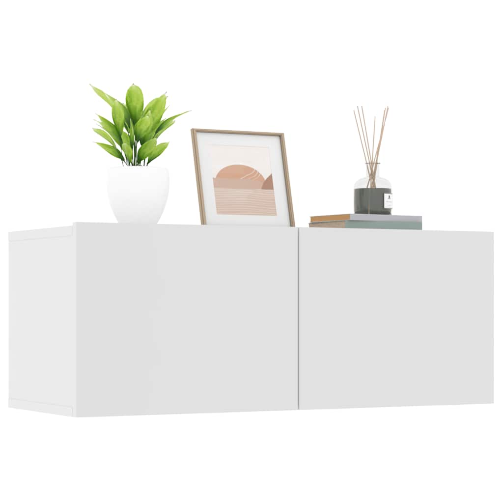 Televizoriaus spintelės, 2vnt., baltos, 80x30x30cm, mediena