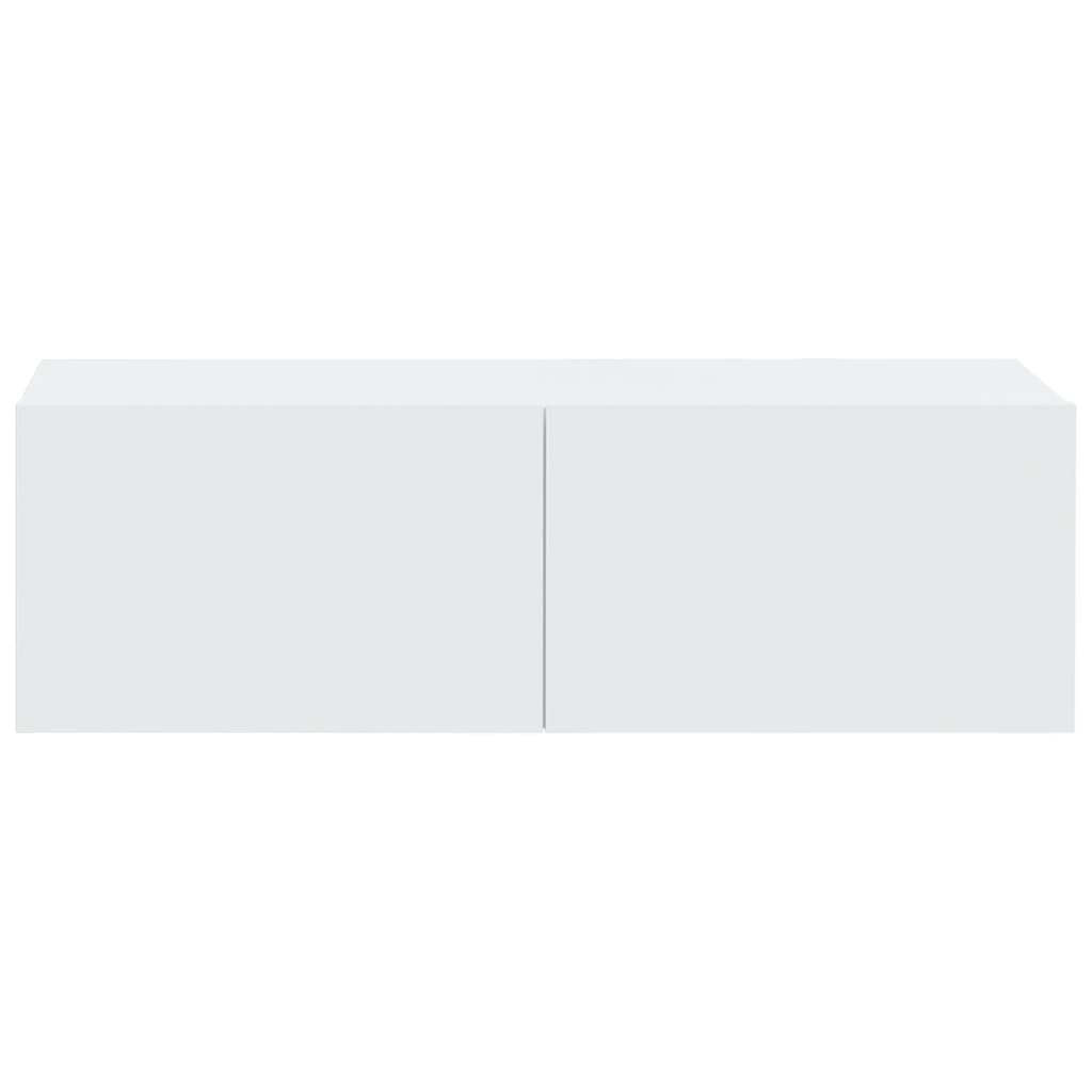 Wall TV cabinets, 2 pcs., white, 100x30x30 cm, wood