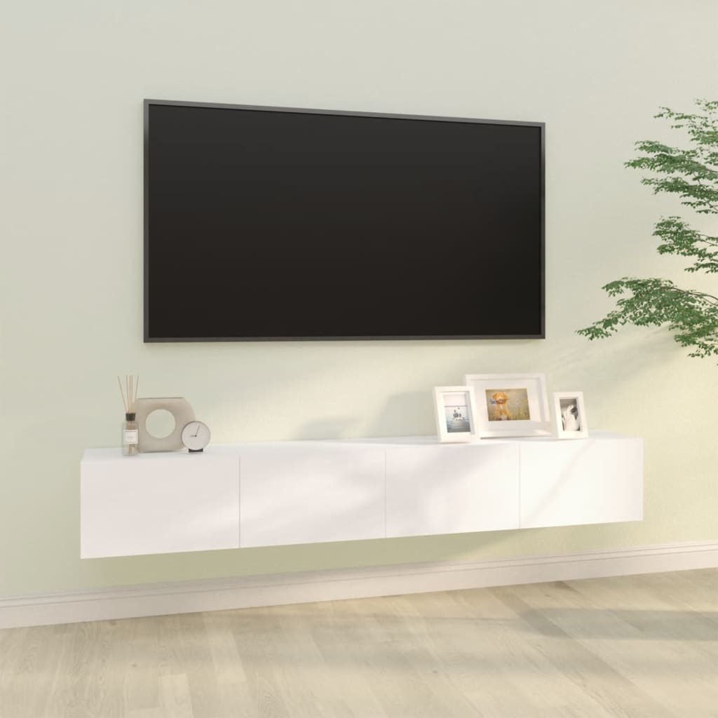 Wall TV cabinets, 2 pcs., white, 100x30x30 cm, wood