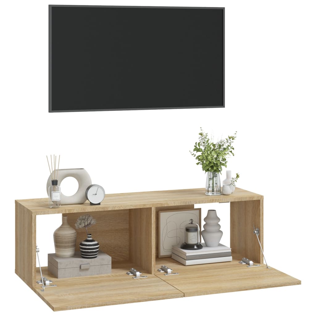 Sienas TV skapīši, 2 gab., ozolkoka, 100x30x30cm, koks