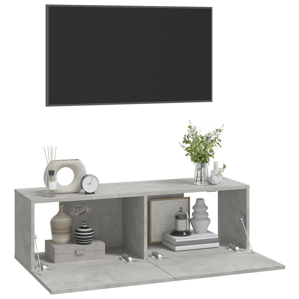 TV cabinets, 2 pcs., grey, 100x30x30cm, wood