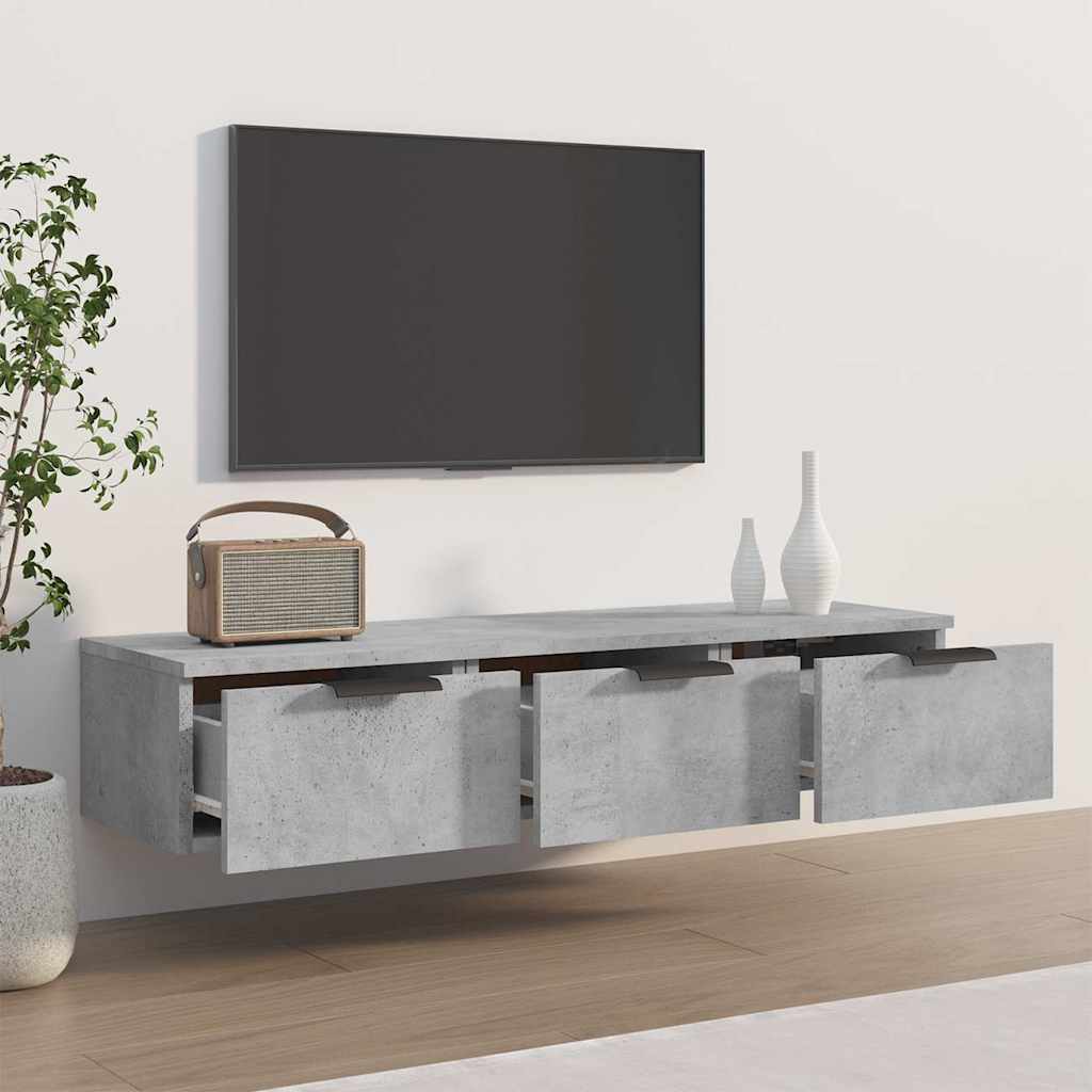 Sieninė spintelė, betono pilka, 102x30x20cm, apdirbta mediena
