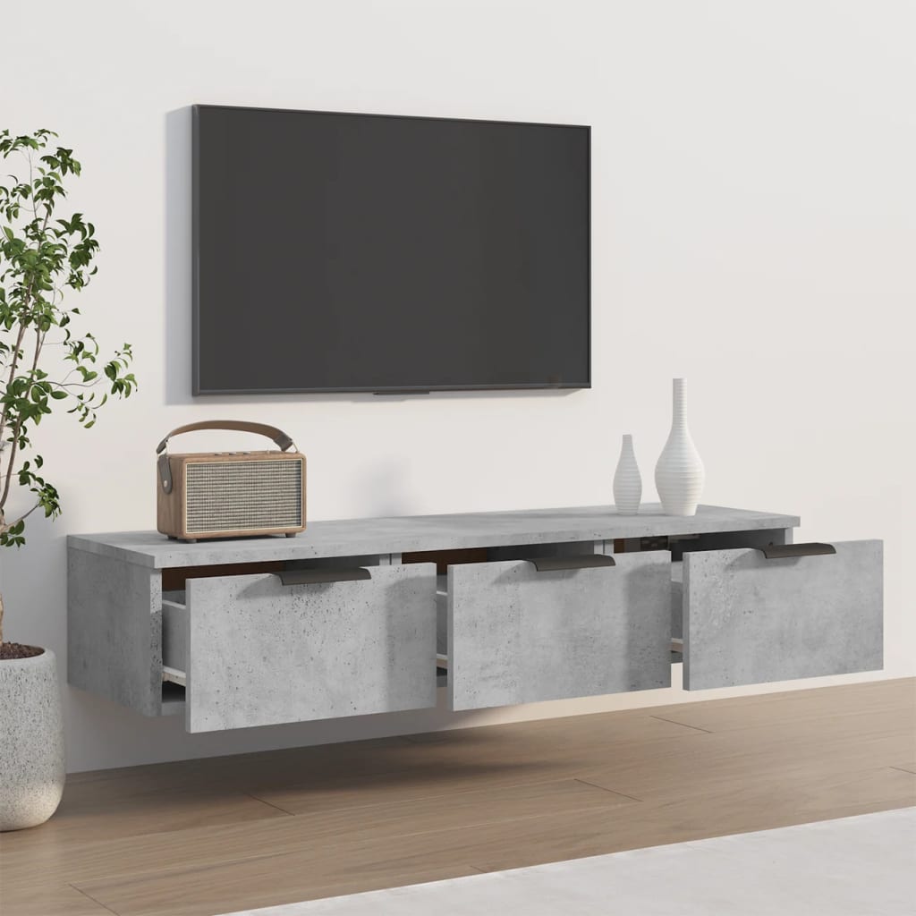 Sieninė spintelė, betono pilka, 102x30x20cm, apdirbta mediena