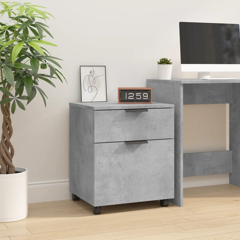 Filing cabinet with castors, grey, 45x38x54cm, wood