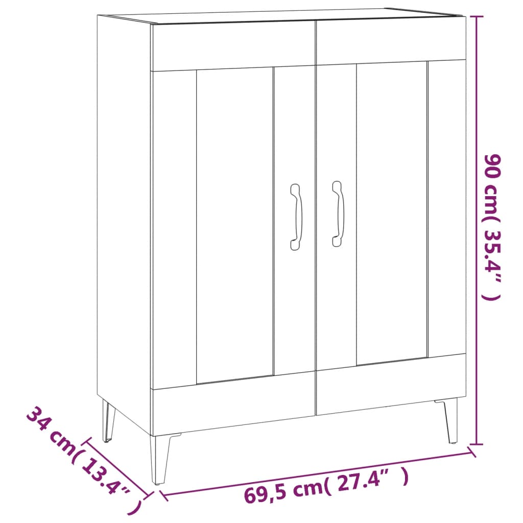 Sideboard, white, 69.5x34x90cm, engineered wood