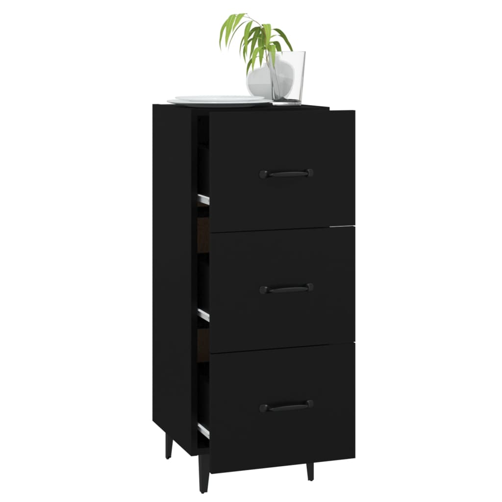 Side cabinet, black, 34.5x34x90cm, engineered wood