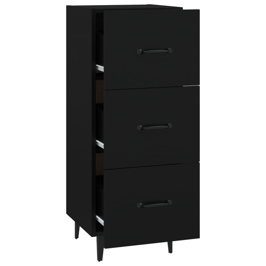 Side cabinet, black, 34.5x34x90cm, engineered wood