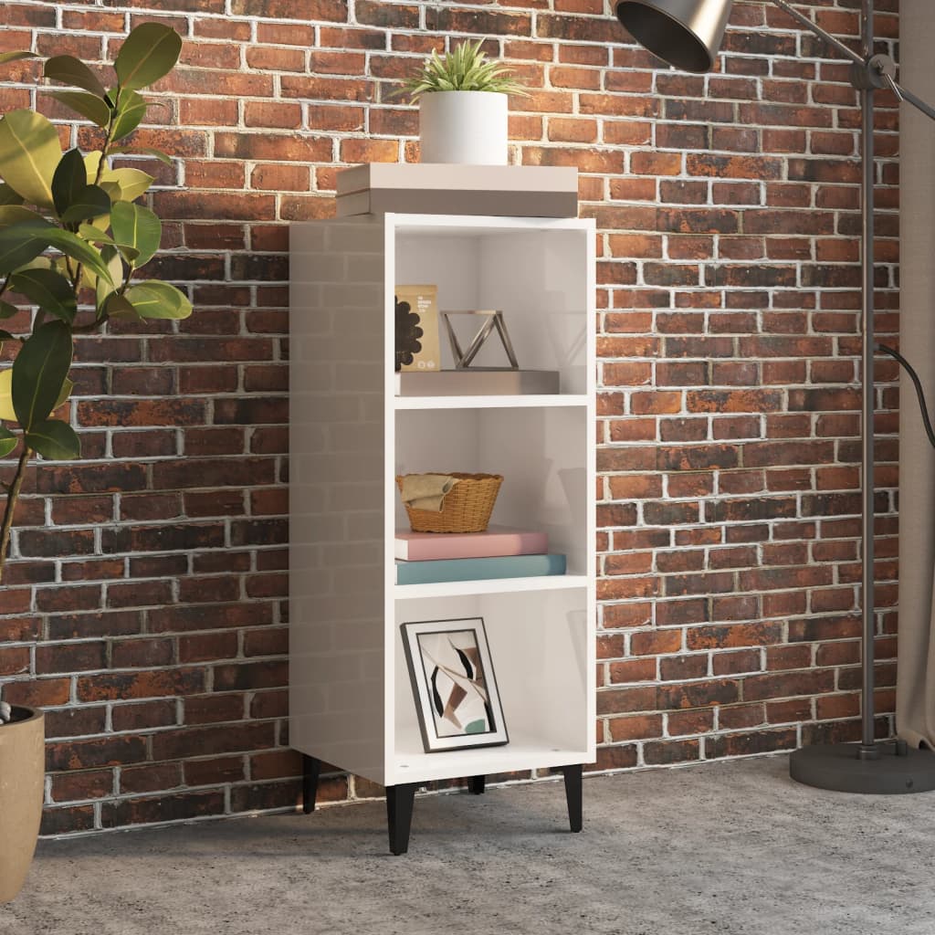 Side cabinet, white, 34.5x32.5x90cm, wood, high gloss