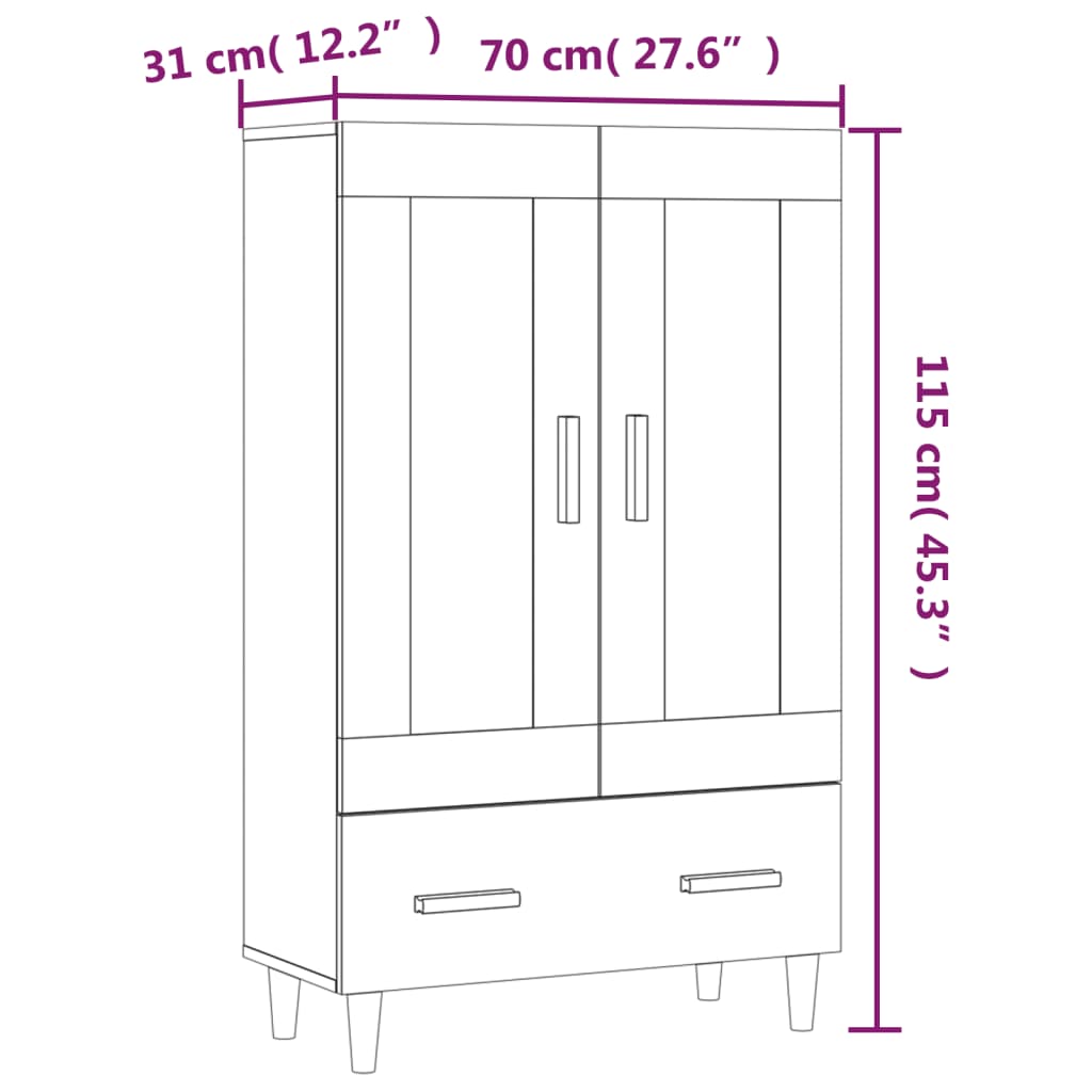 Chest of drawers, Sonoma oak, 70x31x115cm, engineered wood