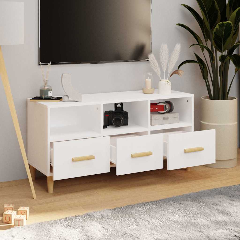 TV Cabinet, white, 102x36x50cm, engineered wood