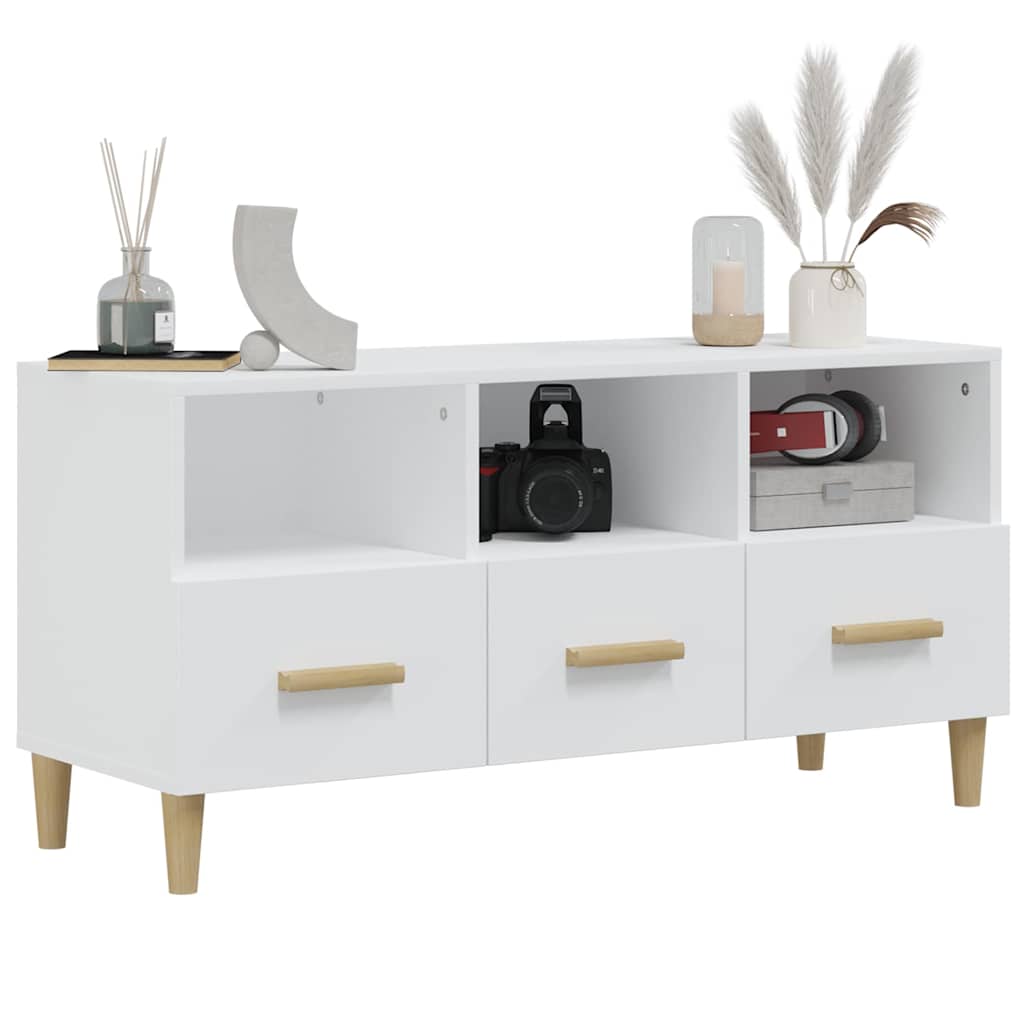 TV Cabinet, white, 102x36x50cm, engineered wood