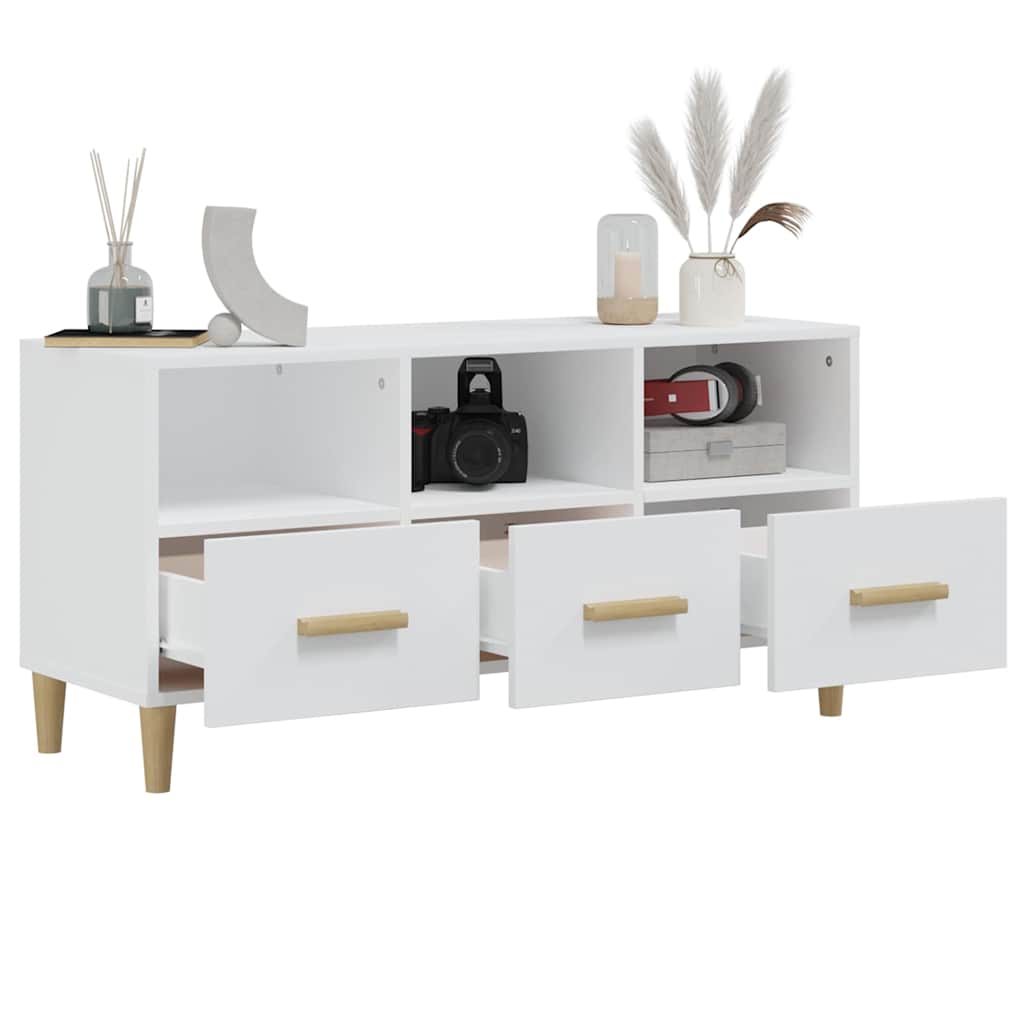 TV Cabinet, white, 102x36x50cm, engineered wood