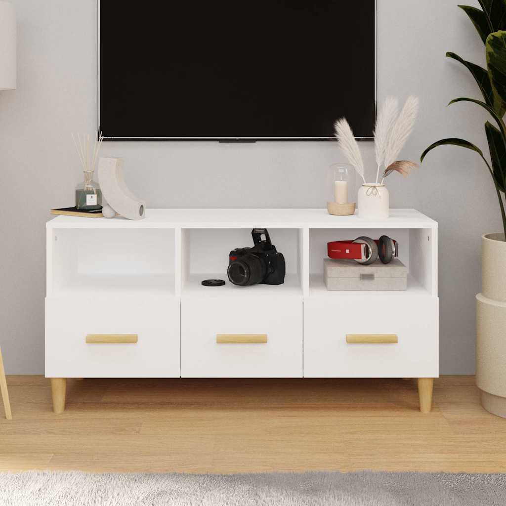 TV Cabinet, white, 102x36x50cm, engineered wood
