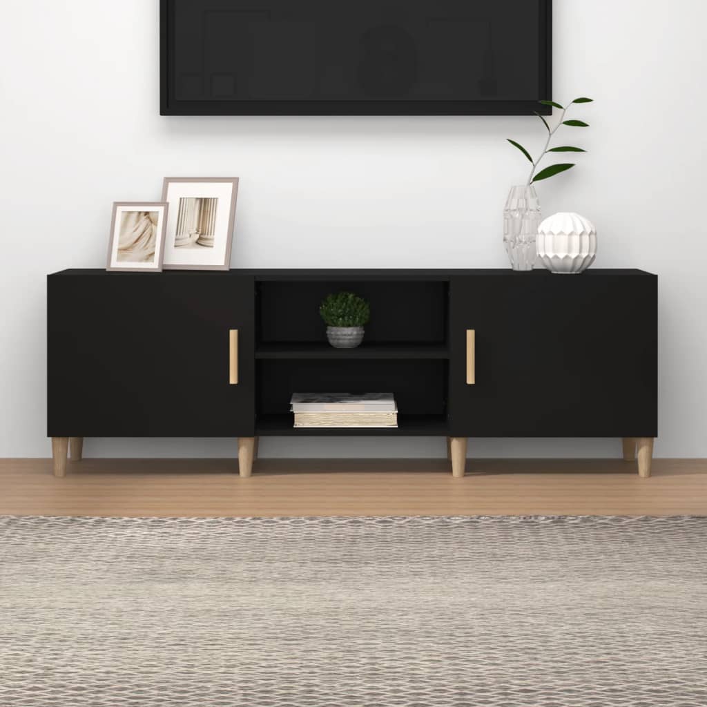 Televizoriaus spintelė, juoda, 150x30x50cm, apdirbta mediena
