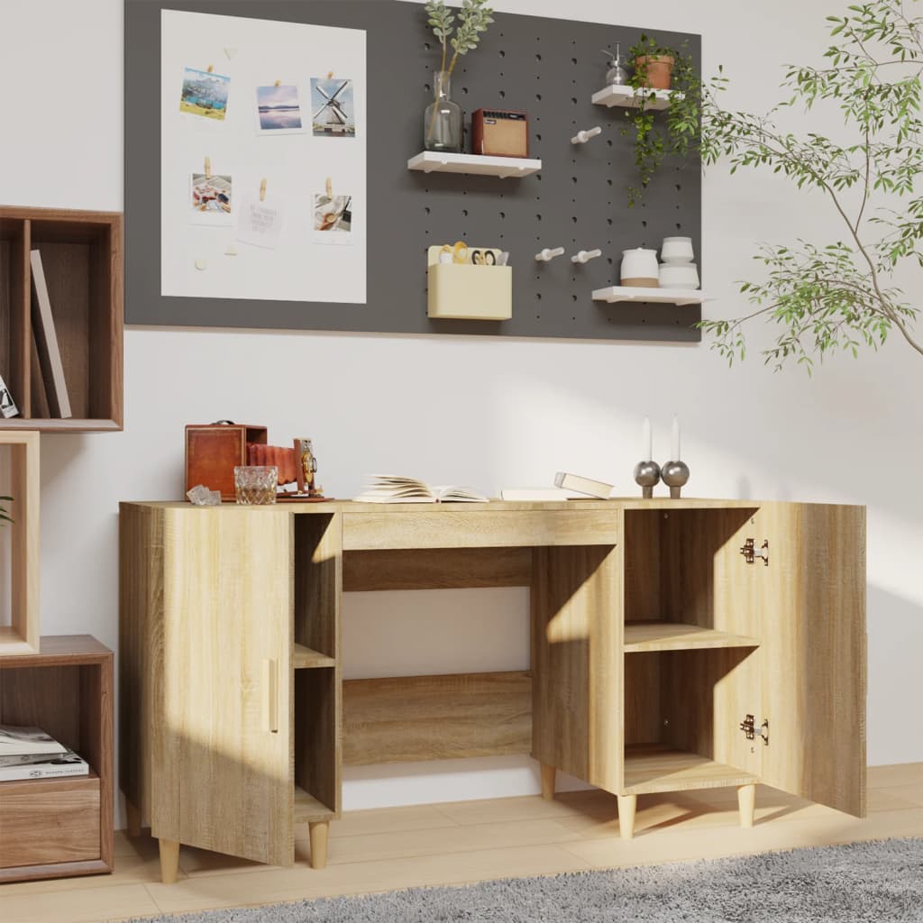 Writing desk, oak colored, 140x50x75cm, processed wood