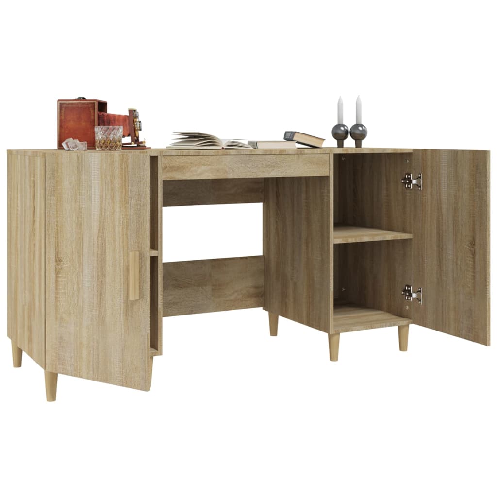 Writing desk, oak colored, 140x50x75cm, processed wood
