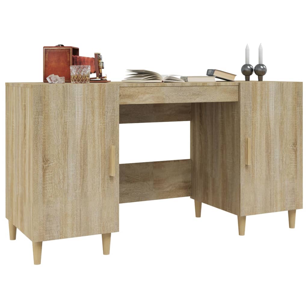 Writing desk, oak colored, 140x50x75cm, processed wood
