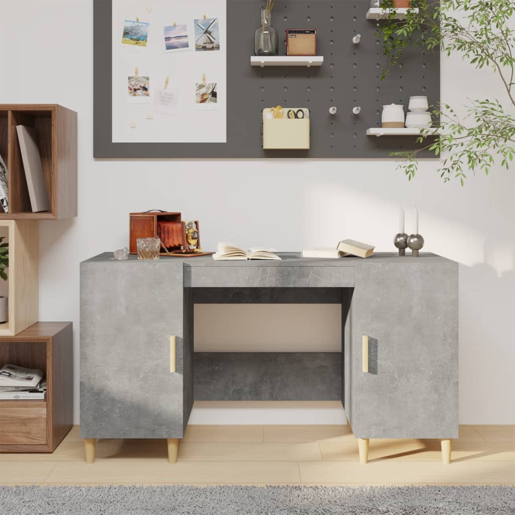 Desk, concrete gray, 140x50x75cm, engineered wood
