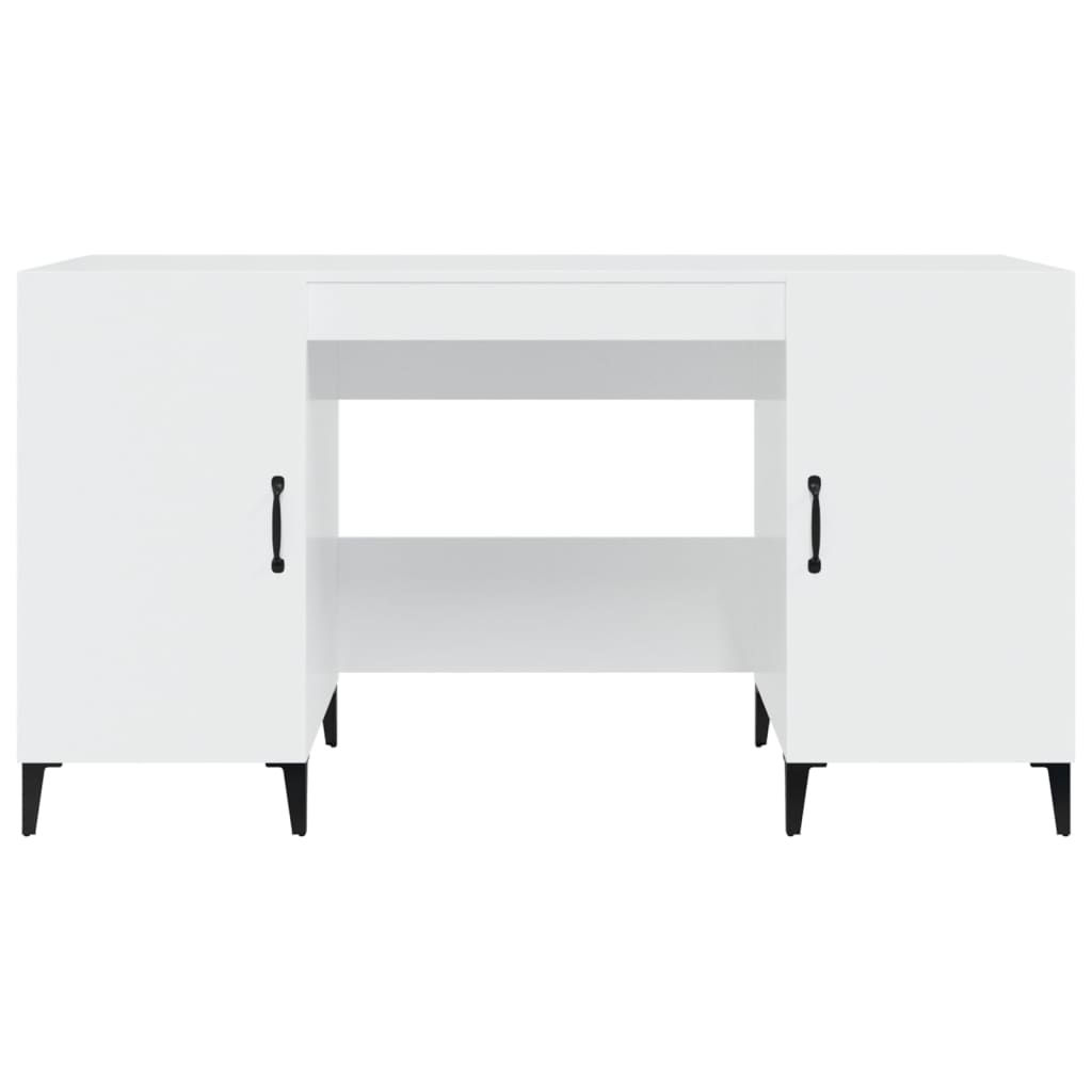 Desk, white, 140x50x75cm, wood, glossy