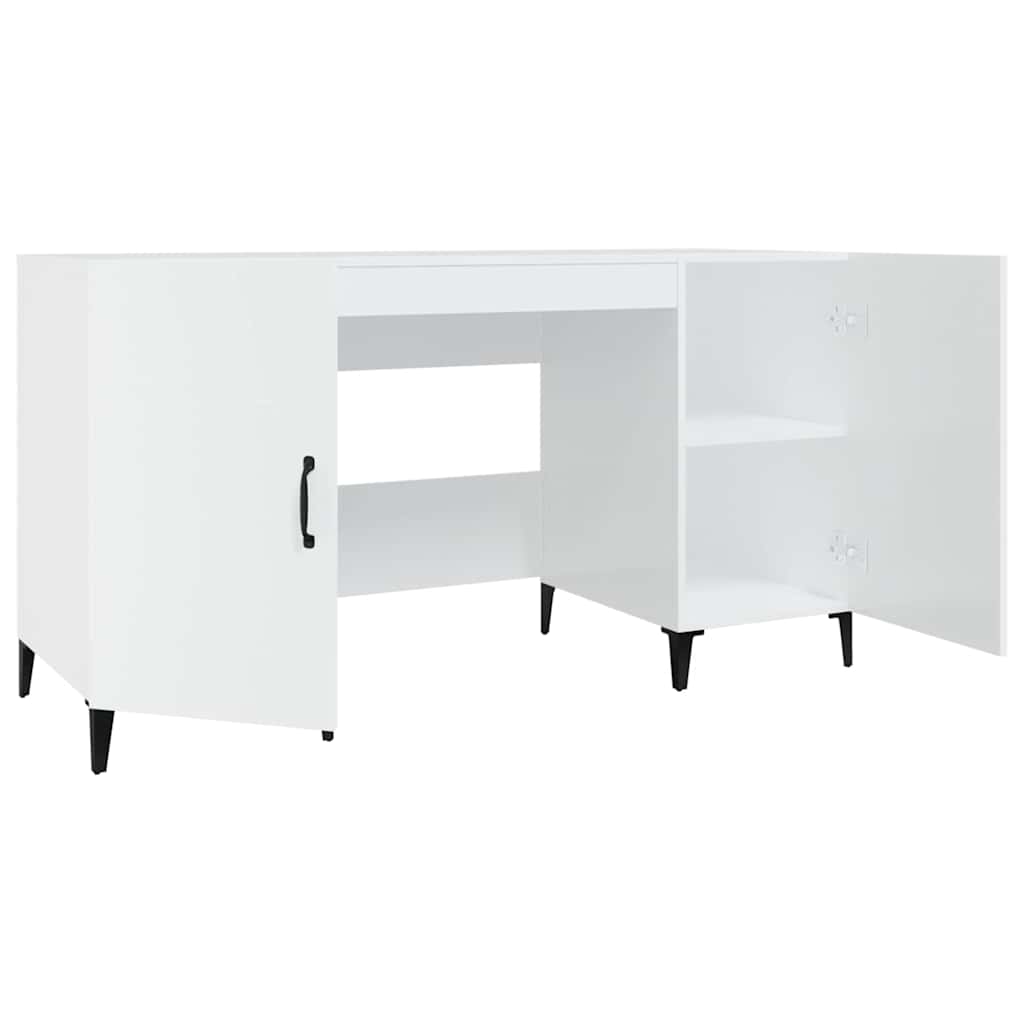 Rašomasis stalas, baltos spalvos, 140x50x75cm, mediena, blizgus