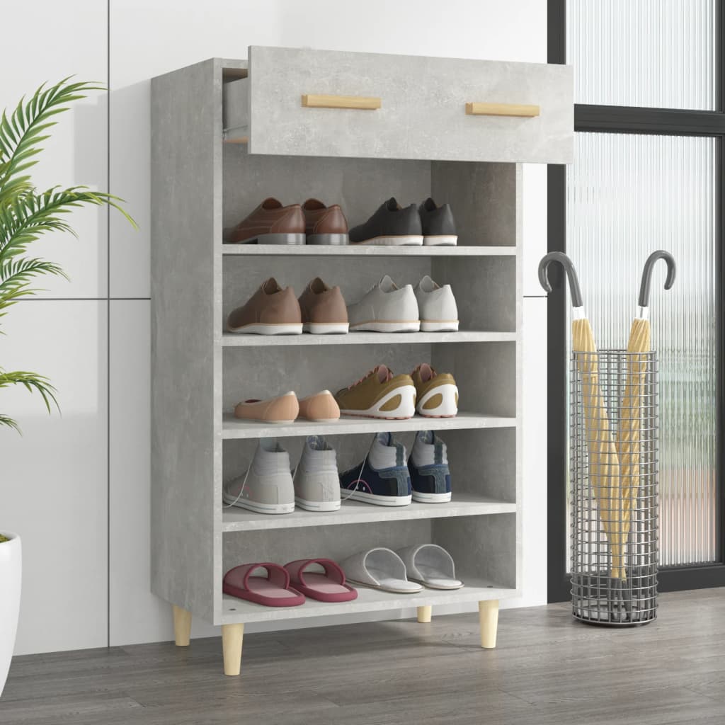 Shoe cabinet, concrete grey, 60x35x105cm, engineered wood