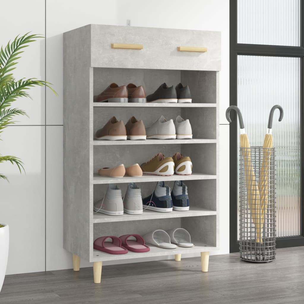Shoe cabinet, concrete grey, 60x35x105cm, engineered wood