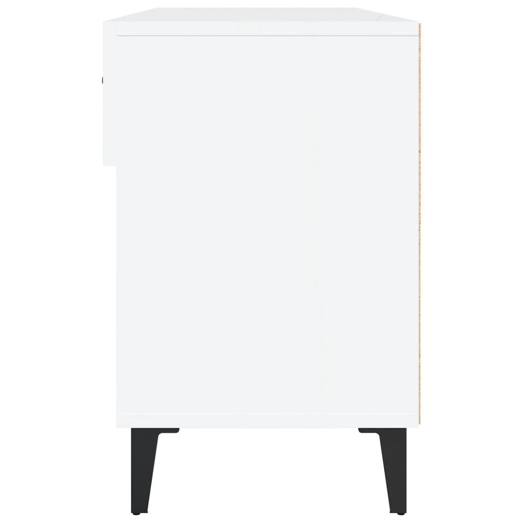 Shoe cabinet, white, 102x35x55cm, engineered wood, high gloss